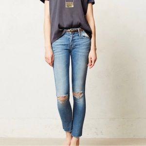 MOTHER LOOKER ANKLE FRAY Wild Thing Distressed Jeans Size 28